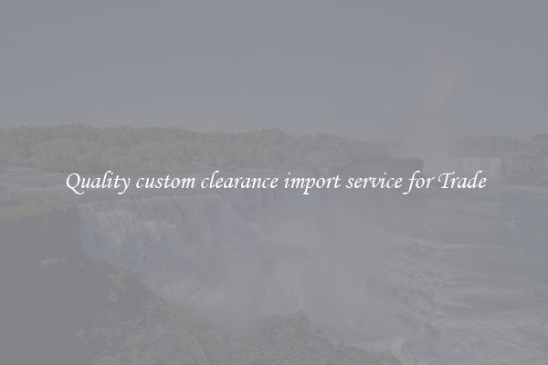 Quality custom clearance import service for Trade