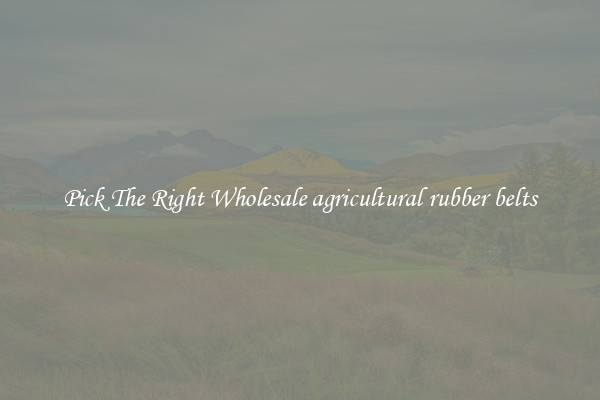 Pick The Right Wholesale agricultural rubber belts